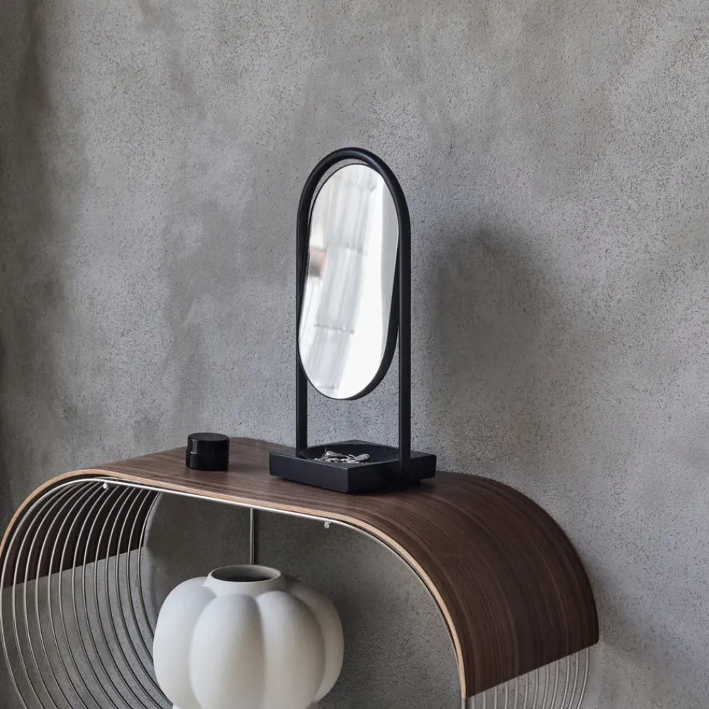 Angui bordspejl, sort, højde 35 cm, glas, marmor^AYTM