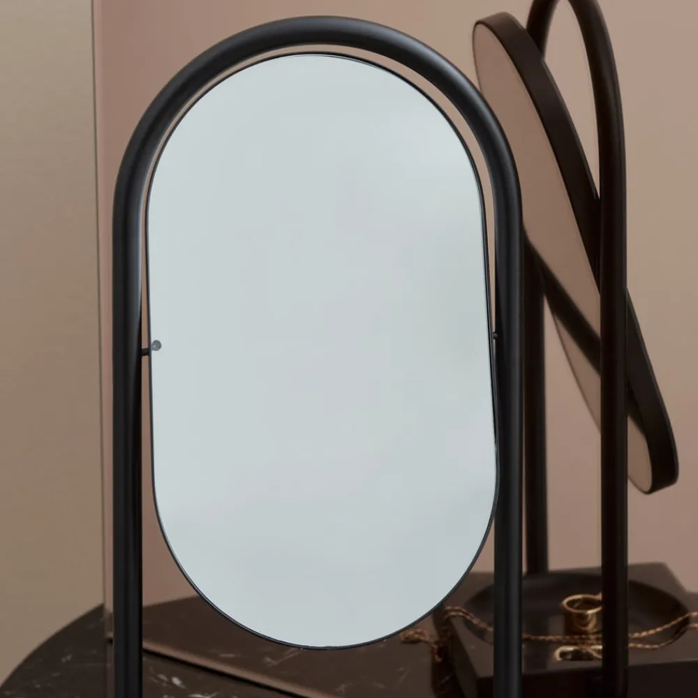 Angui bordspejl, sort, højde 35 cm, glas, marmor^AYTM