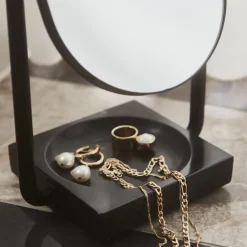 Angui bordspejl, sort, højde 35 cm, glas, marmor^AYTM