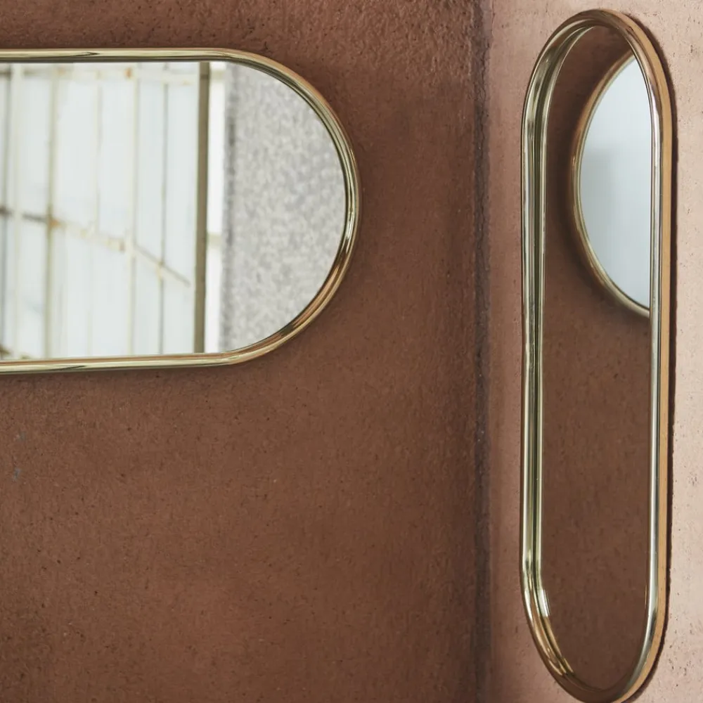 AYTM Angui-spejl, guldfarvet, højde 78 cm, glas, stål