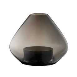 AYTM Lygte Uno, vase, røgfarvet grå, Ø 14 cm, højde 11 cm, glas