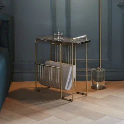 Magasinholder Sino, sidebord, guldfarvet^AYTM