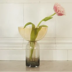 Vase Torus, ravfarvet, Ø 25 cm, højde 33 cm, glas^AYTM Discount