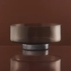 AYTM Volvi skål, røgfarvet grå, Ø 25 cm, glas, base, marmor