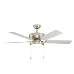 EGLO Ballina loftventilator, E27, mat nikkel, afbryder med træksnor