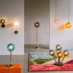 DESIGN BY US Ballroom gulvlampe, lilla, glas, mundblæst, dæmpbar