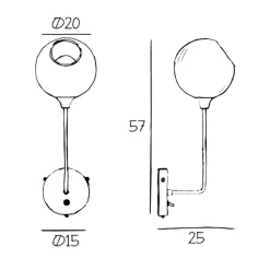 Ballroom Long væglampe, røggrå, glas, mundblæst^DESIGN BY US Clearance