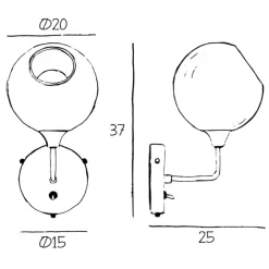 DESIGN BY US Ballroom Short væglampe, lilla, glas, mundblæst