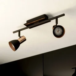 EGLO Loftlamper|Spotlights>Barnham LED loftspot, længde 39,5 cm, sort/kobber