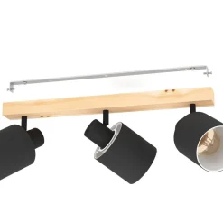 Batallas loftspot, længde 48 cm, sort/træ, 3 lyskilder.^EGLO Clearance