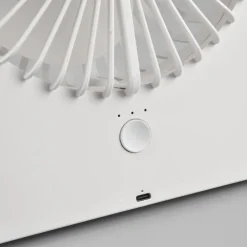 Batteridrevet bordventilator Breezy, hvid, støjsvag^Reality Leuchten New