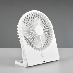 Batteridrevet bordventilator Breezy, hvid, støjsvag^Reality Leuchten New