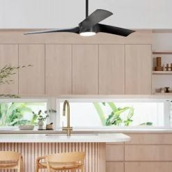 Beacon loftventilator med lys Line sort 132 cm støjsvag^Beacon Lighting Best