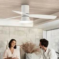 Beacon Lighting Beacon loftventilator med lys Flusso hvid Ø 132 cm støjsvag