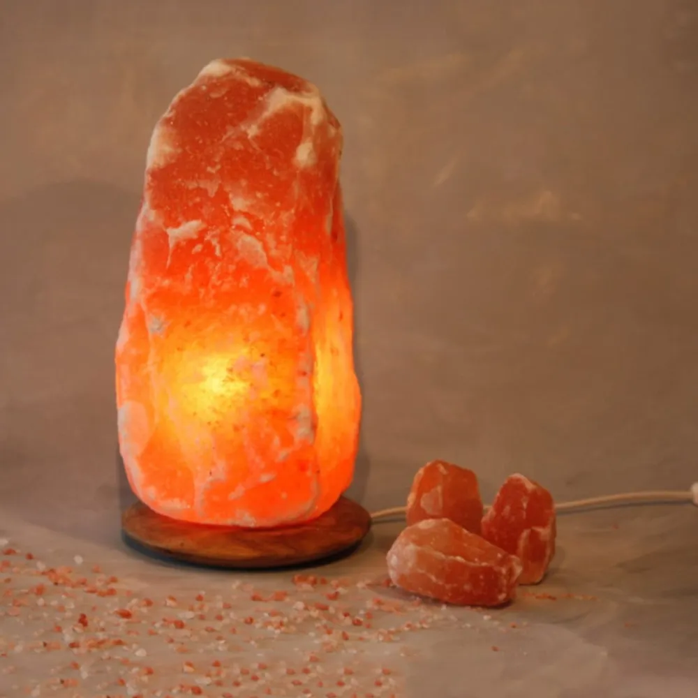 Wagner Life Belyst saltkrystal Rock med træsokkel