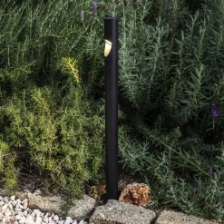 FARO BARCELONA Bezel LED-sokkellampe, sort, aluminium, højde 60 cm