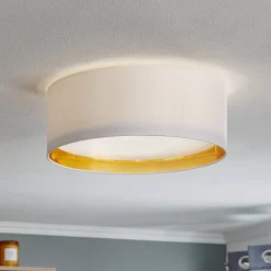 TK Lighting Bilbao loftslampe, hvid/guld, Ø 45 cm