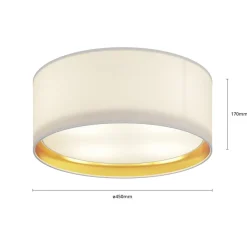 TK Lighting Bilbao loftslampe, hvid/guld, Ø 45 cm