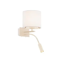 Argon Bilo væglampe, beige, tekstil, 2 lyskilder, læselampe