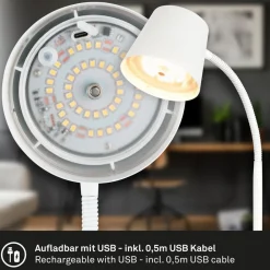 Biwo LED-bordlampe, hvid, berøringsdæmper, metal^Briloner