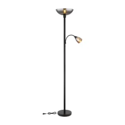 Blade gulvlampe, højde 178 cm, sort/røgfarvet, 2 lyskilder.^Globo Sale