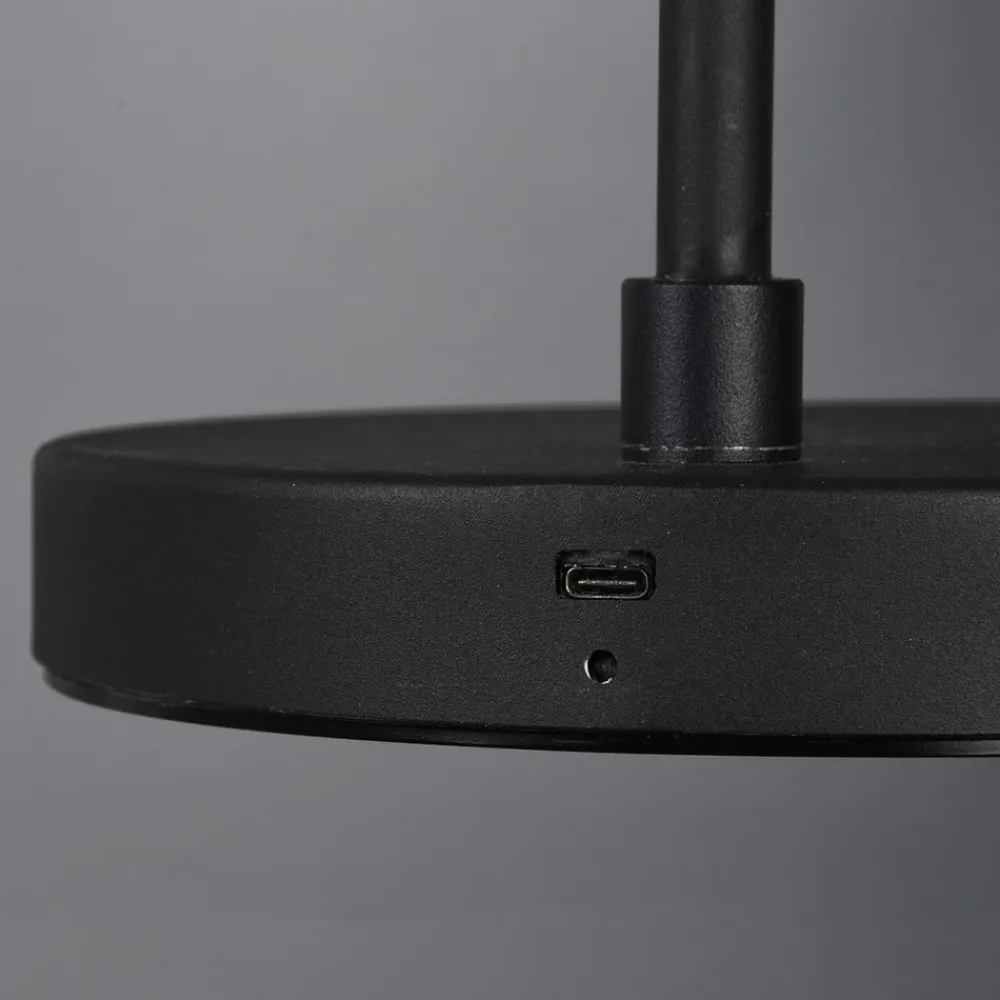 Reality Leuchten Gang|Gulvlamper>Blake LED-gulvlampe med batteri, kan dæmpes, sort