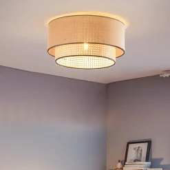 Boho loftlampe, rattan, beige/sort^Duolla Online