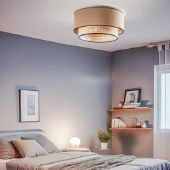 Boho loftlampe, rattan, beige/sort^Duolla Online