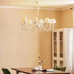 Domiluce Lysekroner>Bona - hvid lysekrone med tekstilskærme