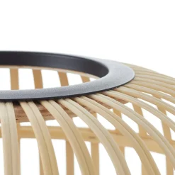 EGLO Bordesley gulvlampe, trefod, med træskærm