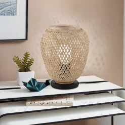 EGLO Bordlampe Dembleby i træ, naturfarver