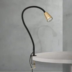 Bordlampe Dotty, messingfarvet, højde 65 cm, klemme, GU10^ORION Best