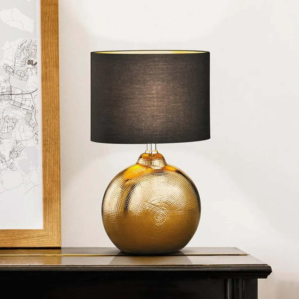 Bordlampe Foro, bronze/sort, højde 39 cm^FISCHER & HONSEL