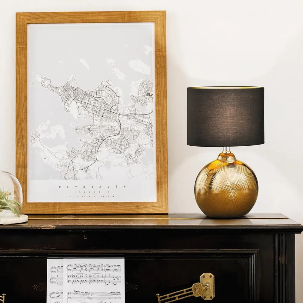 Bordlampe Foro, bronze/sort, højde 39 cm^FISCHER & HONSEL