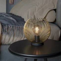 EGLO Bordlamper>Bordlampe fra Venezuela, skærm af gyldne stænger