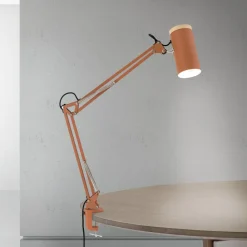 ORION Bordlampe Gili, korallerød, klemme, stål, højde 75 cm E27