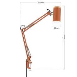 ORION Bordlampe Gili, korallerød, klemme, stål, højde 75 cm E27