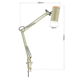 ORION Bordlampe Gili, lysegrøn, klemme, stål, højde 75 cm, E27