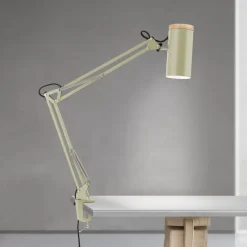 ORION Bordlampe Gili, lysegrøn, klemme, stål, højde 75 cm, E27