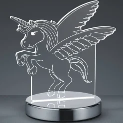 Bordlampe Karo med 3D-hologram, enhjørningemotiv^Reality Leuchten Clearance