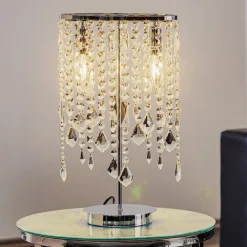 ONLI Bordlampe Laila med krystalophæng, 2 lyskilder