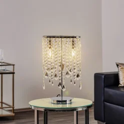 ONLI Bordlampe Laila med krystalophæng, 2 lyskilder