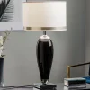 Argon Bordlampe Lund, sort/hvid, højde 60 cm, tekstil