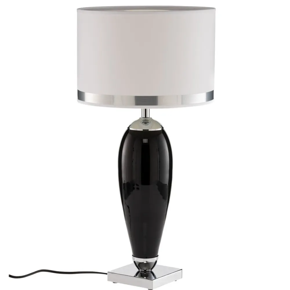 Argon Bordlampe Lund, sort/hvid, højde 60 cm, tekstil
