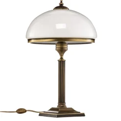 Jupiter Bordlampe Petro, glas, antik messingfarve, højde 50 cm