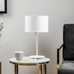 Duolla Bordlamper>Bordlampe Roller, hvid/guld, højde 50 cm