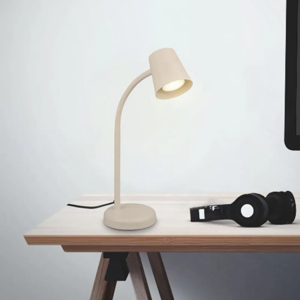 Briloner Bordlampe Skriva, beige, metal, GU10, 38 cm, drejelig