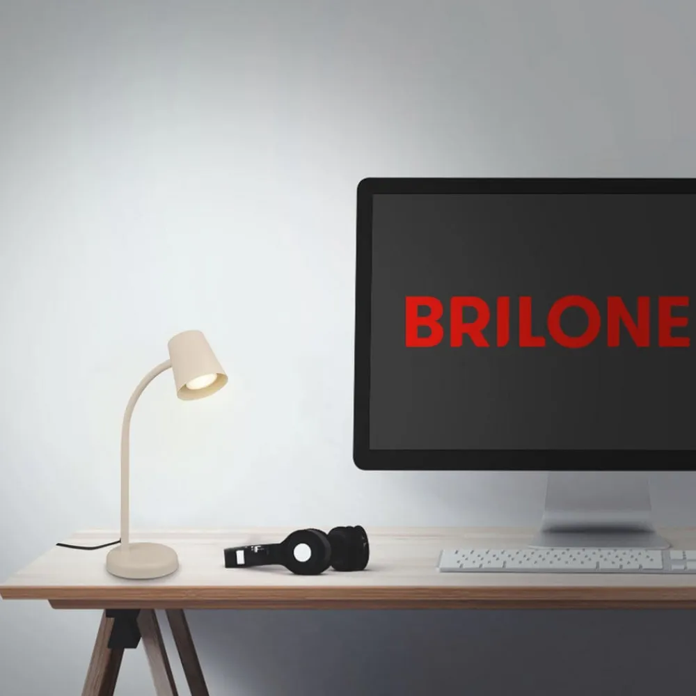 Briloner Bordlampe Skriva, beige, metal, GU10, 38 cm, drejelig