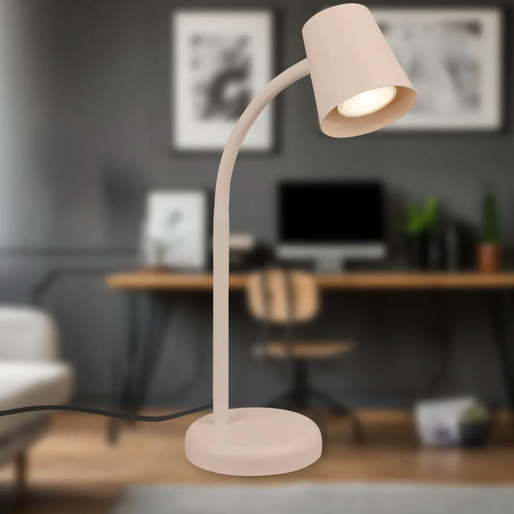 Briloner Bordlampe Skriva, beige, metal, GU10, 38 cm, drejelig