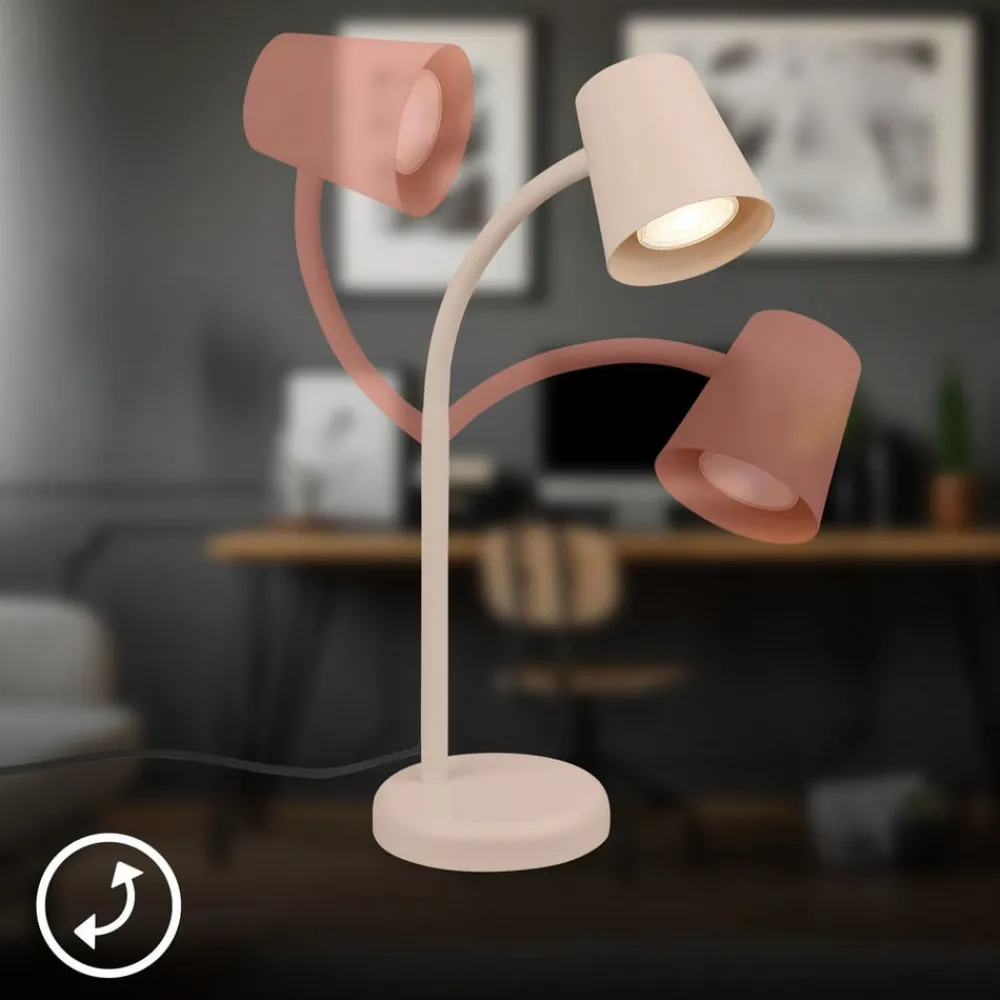 Briloner Bordlampe Skriva, beige, metal, GU10, 38 cm, drejelig